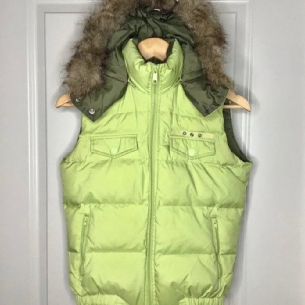 CALVIN KLEIN JEANS PUFFER VEST WITH FAUX FUR VEST SZ. S